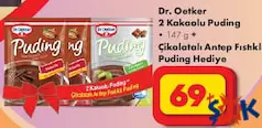 DR.OETKER 2 KAKAOLU PUDİNG 147 G + ÇİKOLATALI ANTEP FISTIKLI PUDİNG HEDİYE fiyat ve kampanya bilgisi